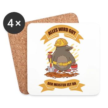 Lustiges Maulwurf Design - Untersetzer (4er-Set) - Weiß - Vorne