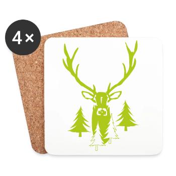 Noble Stag Forest - Cerf avec des bois - Dessous de verre (lot de 4) - blanc - Devant