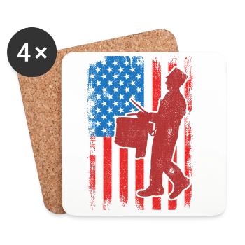 Drum 4th of July USA - Coasters (set of 4) - white - Front
