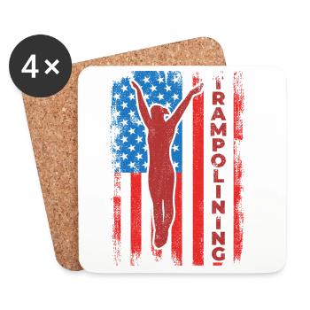 Trampoline jumping USA flag - Coasters (set of 4) - white - Front
