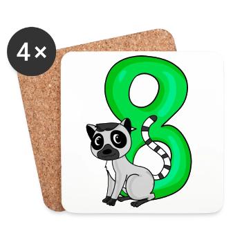 8 Birthday 8 years old with animal motif - eight - Coasters (set of 4) - white - Front