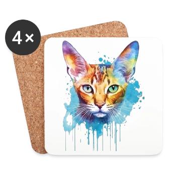 Eine farbenfrohe Siamkatze - Untersetzer (4er-Set) - Weiß - Vorne