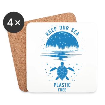 Keep Our Sea Plastic Free - Coasters (set of 4) - white - Front