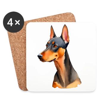 Dobermann - Untersetzer (4er-Set) - Weiß - Vorne