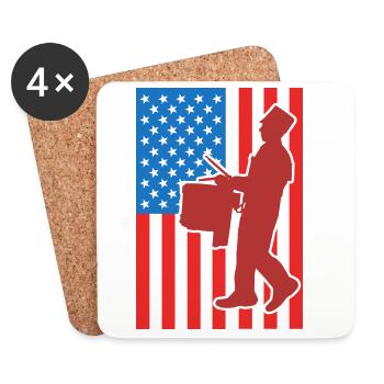 Drum USA Flag - Coasters (set of 4) - white - Front