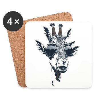 The portrait of a giraffe with sunglasses - Coasters (set of 4) - white - Front