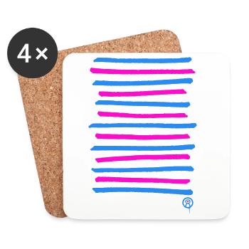 Sprayed graffiti lines, printing color freely selectable - Coasters (set of 4) - white - Front