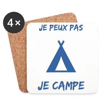 CAMPING. CAMPER. JE PEUX PAS. HUMOUR. VACANCES - Dessous de verre (lot de 4) - blanc - Devant
