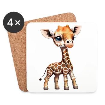 Giraffe - Giraffe Baby - Cool Kids Giraffe - Coasters (set of 4) - white - Front