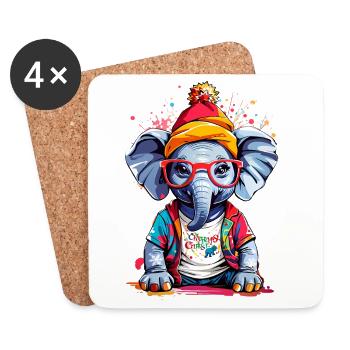Cool Elephant - Coasters (set of 4) - white - Front