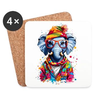 Cool Elephant - Coasters (set of 4) - white - Front