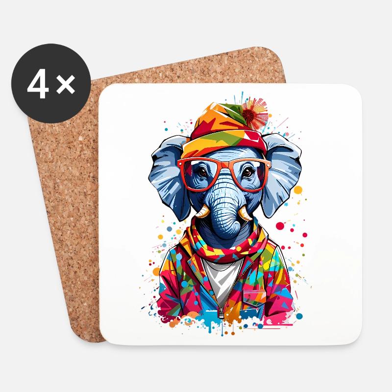 Coole Elefant - Untersetzer (4er-Set) - Weiß