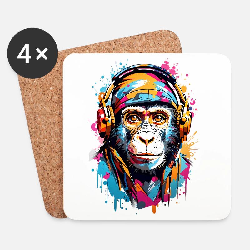 Coole Affe - Untersetzer (4er-Set) - Weiß