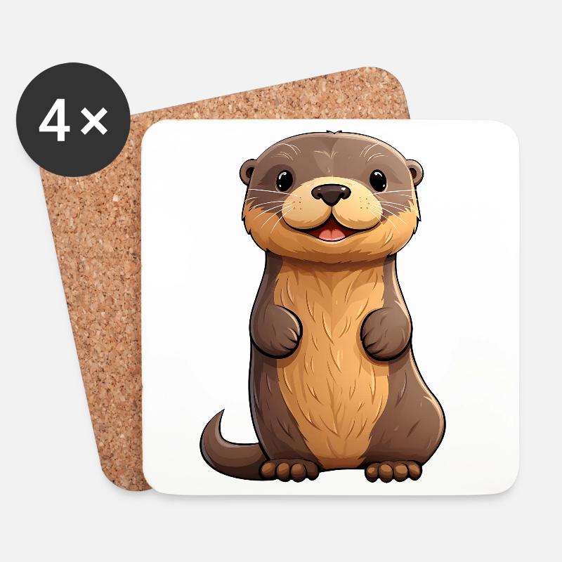 Niedliches Otter-Design | Sommerstimmung | Otter - Untersetzer (4er-Set) - Weiß