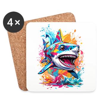 Requin - Dessous de verre (lot de 4) - blanc - Devant