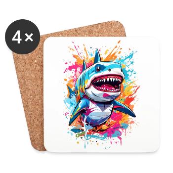 Requin - Dessous de verre (lot de 4) - blanc - Devant