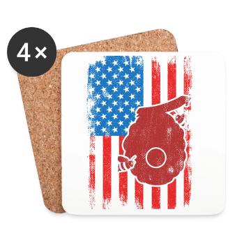 Patriotischer US Imker - Untersetzer (4er-Set) - Weiß - Vorne