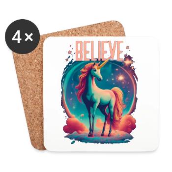 Believe in Unicorns - Untersetzer (4er-Set) - Weiß - Vorne