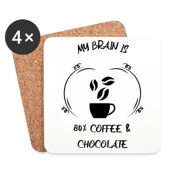 Kaffee Espresso Käffchen & Schokolade - Untersetzer (4er-Set) - Weiß - Vorne