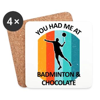 Badminton, Badminton, Badminton, Chocolate - Coasters (set of 4) - white - Front