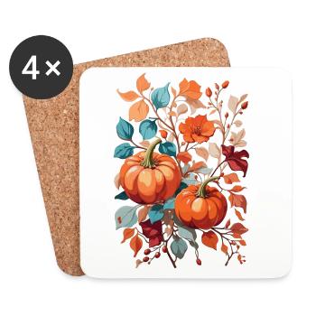 Pumpkin with leaves - Coasters (set of 4) - white - Front