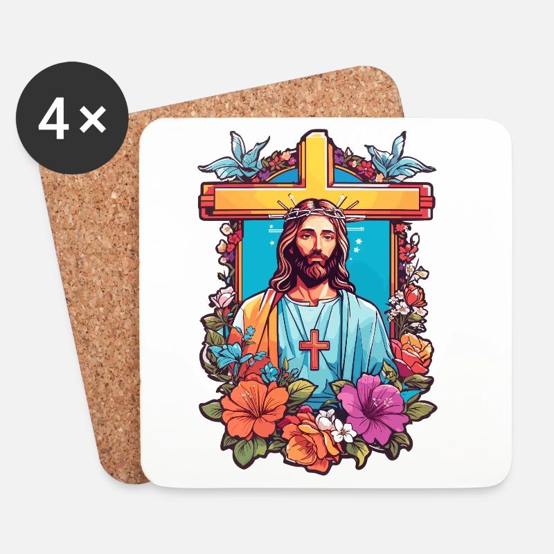 Jesus Christus - Untersetzer (4er-Set) - Weiß