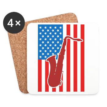 Saxophone USA Flag - Coasters (set of 4) - white - Front