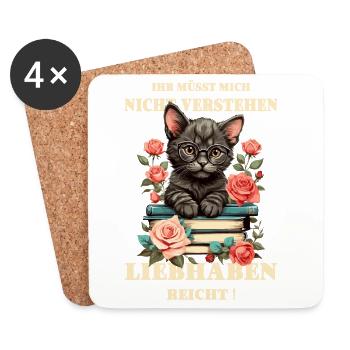 Süße schlaue Katze - Untersetzer (4er-Set) - Weiß - Vorne
