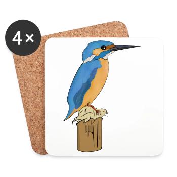 Kingfisher bird - Coasters (set of 4) - white - Front
