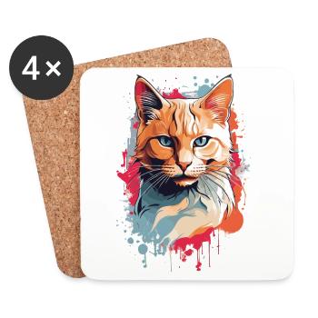 Cute tricolor cat - Coasters (set of 4) - white - Front