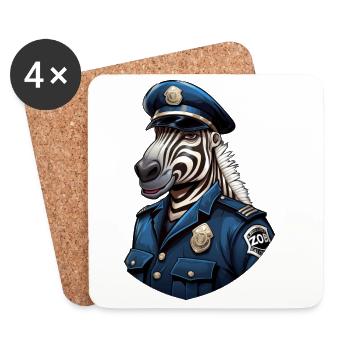 Zebra Policeman - Coasters (set of 4) - white - Front