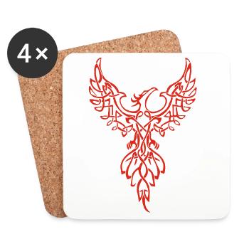 Red Phoenix Symbol - Coasters (set of 4) - white - Front