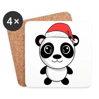 Panda Kuscheltier Weihnachten - Untersetzer (4er-Set) - Weiß - Vorne