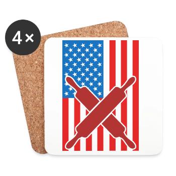 4th of July USA Baking - Coasters (set of 4) - white - Front