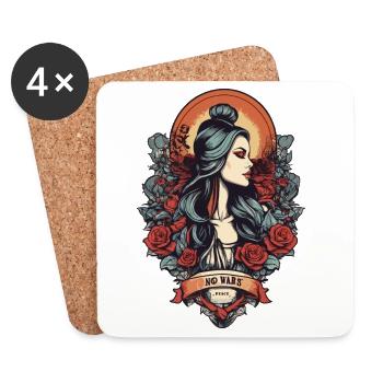 No Wars Makes Love - Coasters (set of 4) - white - Front