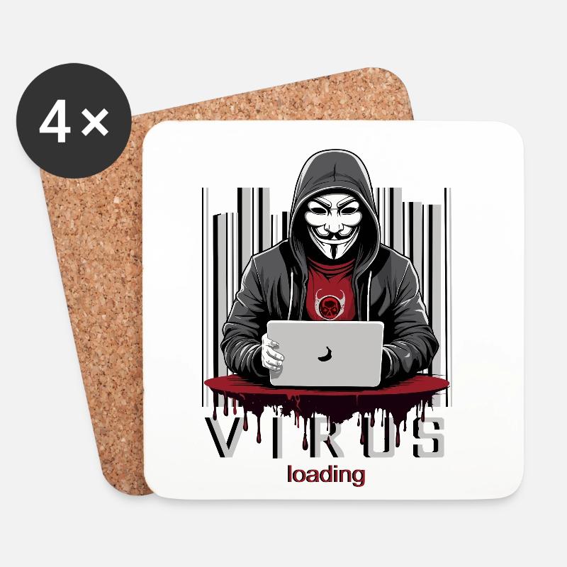 Anonymous Hacker - Untersetzer (4er-Set) - Weiß