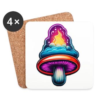 Fire Mushroom - Coasters (set of 4) - white - Front