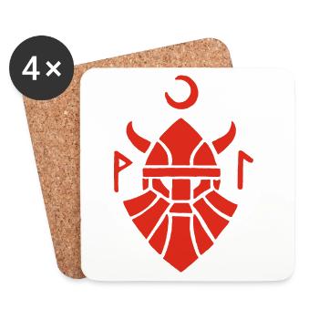 Symbole rouge du guerrier viking - Dessous de verre (lot de 4) - blanc - Devant