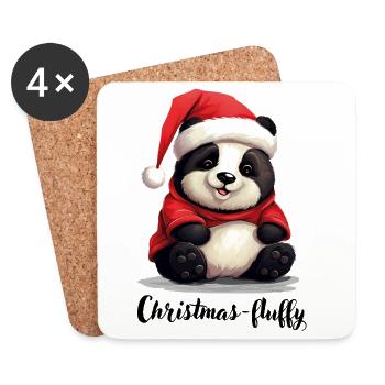 Christmas, Panda bear, chubby panda, fluffy - Coasters (set of 4) - white - Front