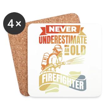 Never underestimate old firefighters - Coasters (set of 4) - white - Front