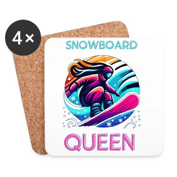 Illustration de la reine du snowboard au néon - Dessous de verre (lot de 4) - blanc - Devant