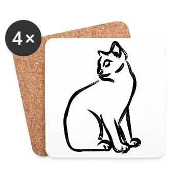 Katze - Untersetzer (4er-Set) - Weiß - Vorne