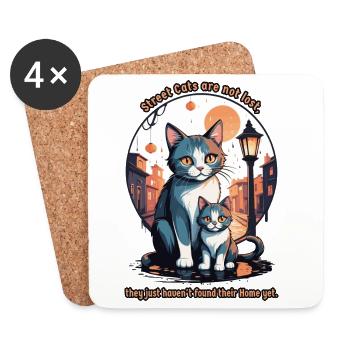 Süße Straßen Katzen - Untersetzer (4er-Set) - Weiß - Vorne