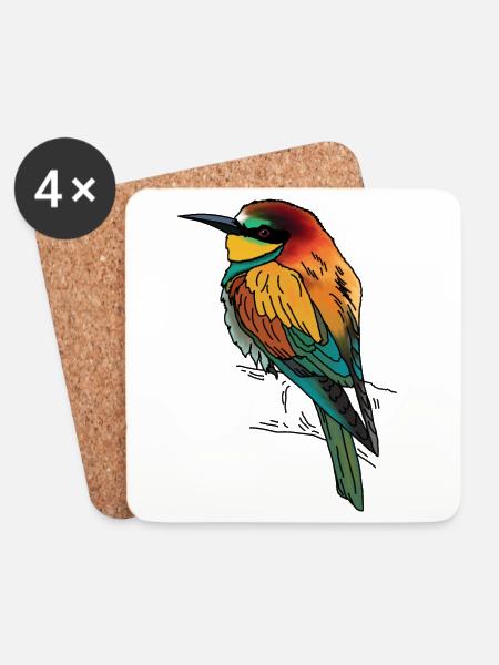 Bee-eater - Coasters (set of 4) - white