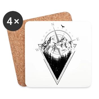 Verwitterte Kompass Grunge Karte - Untersetzer (4er-Set) - Weiß - Vorne