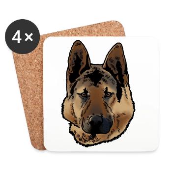 German Shepherd - Coasters (set of 4) - white - Front