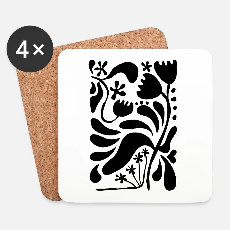 Abstrakte Blumen Matisse Stil - Untersetzer (4er-Set) - Weiß