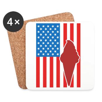 Crème glacée Drapeau des États-Unis - Dessous de verre (lot de 4) - blanc - Devant