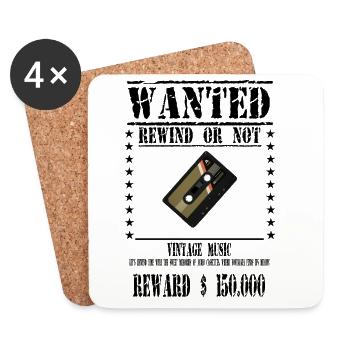 WANTED CASSETTE AUDIO - Dessous de verre (lot de 4) - blanc - Devant