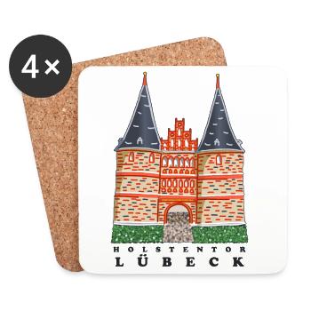 Lübeck Welterbestätte Holstentor, Norddeutschland - Untersetzer (4er-Set) - Weiß - Vorne